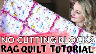 1 HOUR RAG QUILT WITHOUT CUTTING BLOCKS (Sewing Tutorial) Beginners Sewing Project