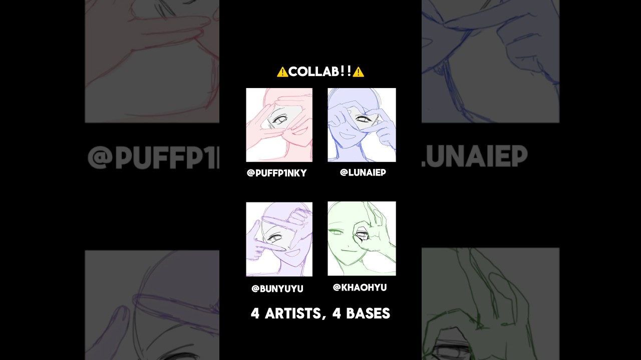 4 ARTISTS 4 BASES COLLAB ⚠️⚠️ #drawing #collab #anime #ibispaintx #art #artistonyoutube