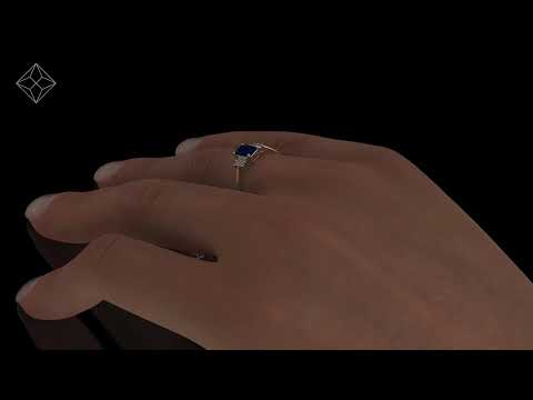 FET37 - Sapphire 6 x 4mm And Diamond 18K Gold Ring