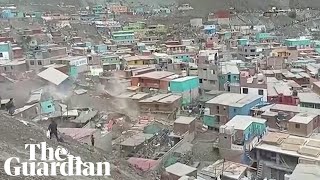 A complete disaster deadly landslide tears through village in Peru Mp4 3GP & Mp3