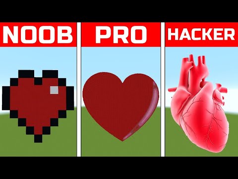 NOOB VS PRO VS HACKER Minecraft Pixel art Heart
