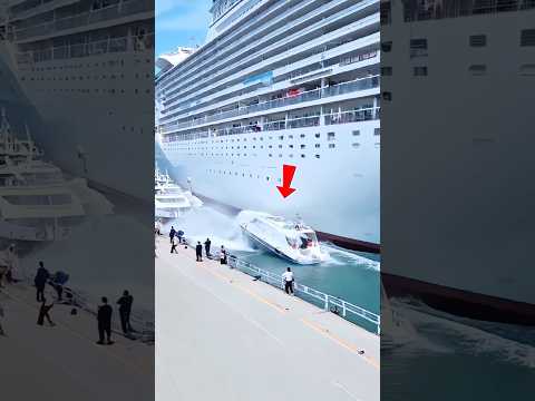 "Out of Control Cruise Ship, Hits Small Boat at Dock!"