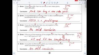 Geometry - 2.5 Deductive Reasoning