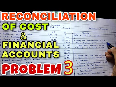 1 Reconciliation of Cost Financial Accounts Problem 1 B COM BBA CMA By Saheb Academy
