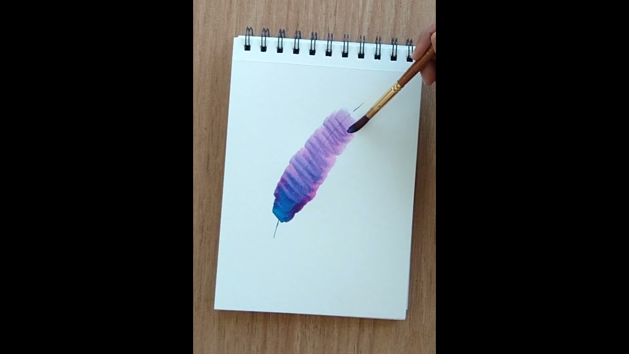 How to paint one stroke feather, flowers and leaves. Easy and quick watercolour painting.#shorts