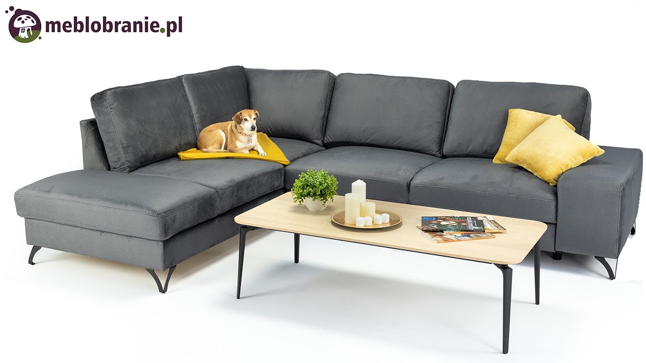 Rozkładany narożnik z welurową tapicerką Flavio | Meblobranie.pl