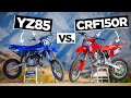 Mini Testers Review Yamaha YZ85 Vs Honda CRF150 2 Stroke Vs 4 Stroke