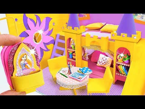 DIY Miniature Dollhouse Room ~ Rapunzel Room Decor, Backpack Video