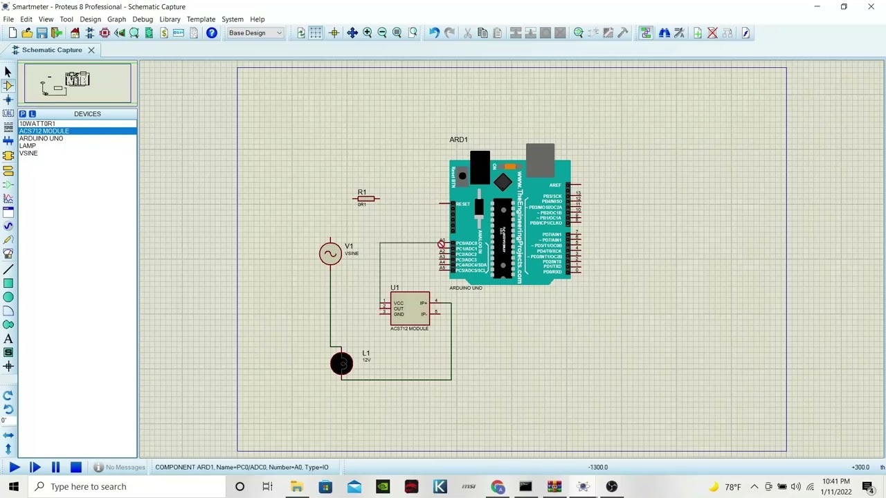 Smart energy meter simulation using Proteus