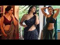 Megha Shukla Posing Transparent Silk Brown Saree With Matching Backless Blouse Fashion Photoshoot