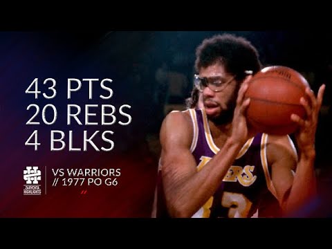 Kareem Abdul-Jabbar 43 pts 20 rebs 4 blks vs Warriors 1977 PO G6