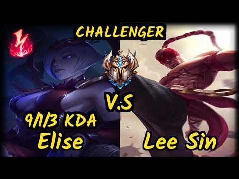 Tarzan (ELISE) vs LEE SIN - 9/1/3 KDA JUNGLE CHALLENGER GAMEPLAY - KR