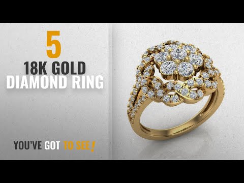 10 Best 18K Gold Diamond Ring: 1.40 ct tw Braided Halo Split Shank with Illusion Solitaire Cluster