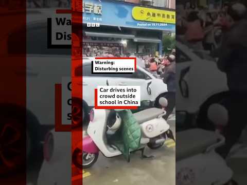 Video | Car drives into crowd outside school in China. #China #Hunan #BBCNews