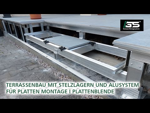 Terrassenbau mit Stelzlagern und Alusystem für Keramikplatten Montage I Verblendung mit Plattenbelag
