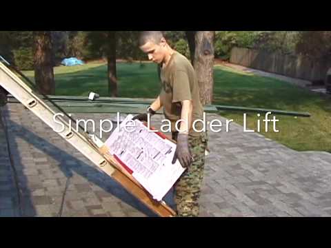 Simple DIY Ladder Lift Asphalt Shingles on the Roof
