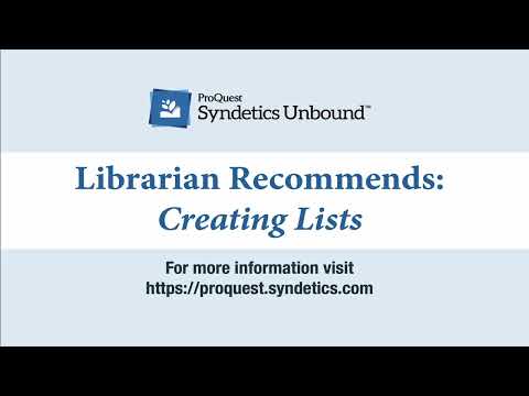 Librarian Recommends Creating Lists