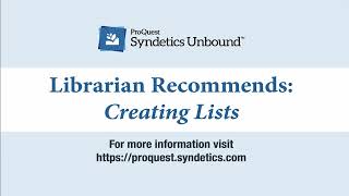 Librarian Recommends: Creating Lists