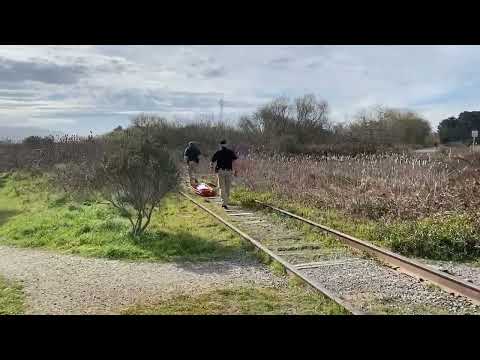 Litter Being Pulled to Death Investigation Scene in Arcata Marsh