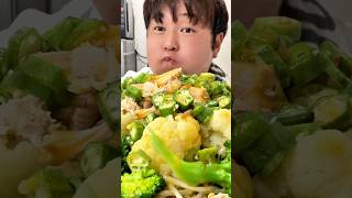 ブロッコリーとカリフラワーオクラチキンのせ〜小麦粉禁止生活2日目〜