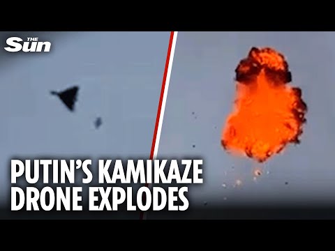 Moment Putin’s kamikaze drone EXPLODES into flames after being taken down by Ukrainian FPV