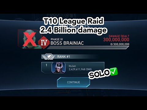 Injustice 2 Mobile: T10 League Raid Solo, 2.4 billion damage in 6 teams