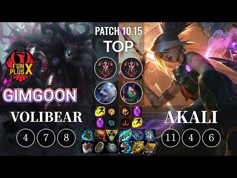 FPX GimGoon Volibear vs Akali Top - KR Patch 10.15