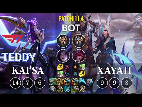 T1 Teddy Kai'Sa vs Xayah Bot - KR Patch 11.4
