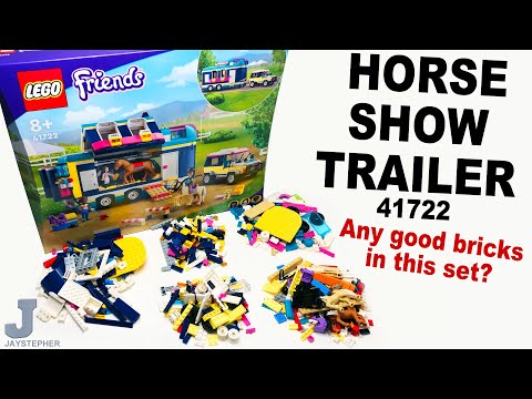 YouTube thumbnail: LEGO Friends 2022 Horse Show Trailer 41722 Unboxing & Brick Exploration