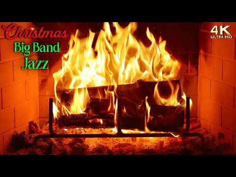 🎄🔥 Big Band Jazz Christmas Music Fireplace 🔥🎄 Upbeat Christmas Party Fireplace Ambience