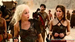 Game of Thrones Temporada 2 -- Clip del Episodio 1: Dany con Drogon (Subtitulado)