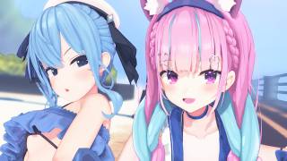 【ホロライブMMD】『愛言葉Ⅴ』by 水着 星街すいせい&湊あくあ【hololive/Hoshimachi Suisei/Minato Akua/Swimwear/4K】