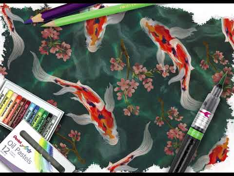 Aliejinės kreidelės PENTEL ARTS PHN4 25 spalvų video
