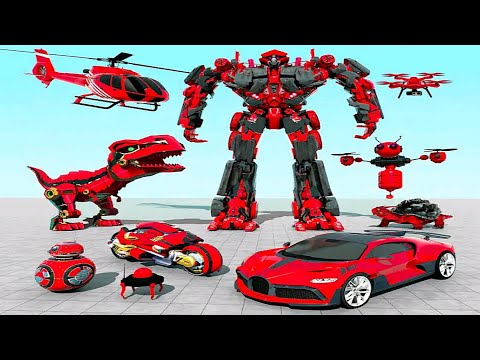 Dino Car Transform Robot Game: Flying Car Tank Godzilla Robot | Android iOS Gameplay