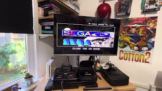Sega mega cd 2 back in the cabin, and mega everdrive to change region bios.