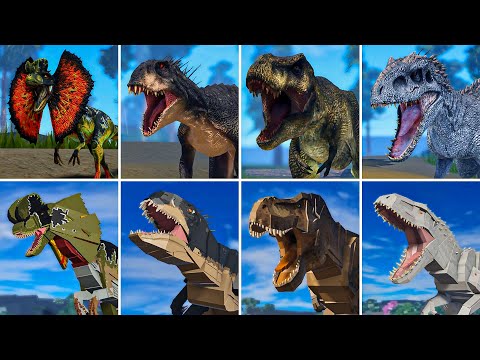 Jurassic Blocky Vs Jurassic Genesis | All Carnivorous Dinosaur Roars Compared!