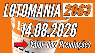 Resultado Lotomania de hoje 2963 de 14/08, Resultado Lotomania concurso 2963