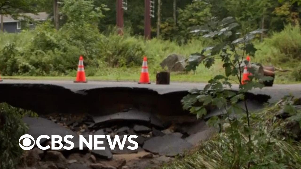 Connecticut roads collapse after severe storms, heavy rain