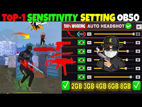 All Gun Headshot Sensitivity Setting After New OB50 Update | Free Fire Max Auto Headshot Sensitivity