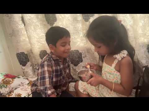 Sister and brother, sharing ice cream😜