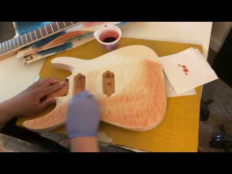 Refinished Jackson JS32-7 Dinky 7 String Guitar 3A Quilt Maple Coral Top image 11