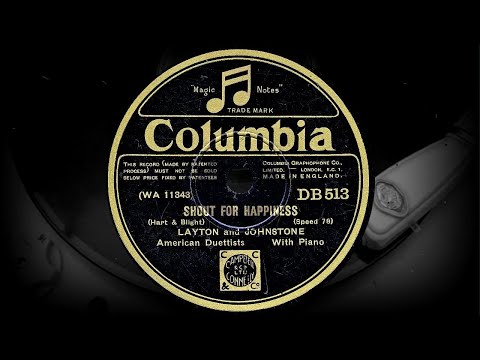 SHOUT FOR HAPPINESS - LAYTON and JOHNSTONE American Duettists With Piano (1931)