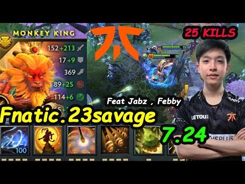 Fnatic 23savage [MonkeyKing] Nuweng Carry Feat Jabz Febby Dota 2 7.24 pro gameplay