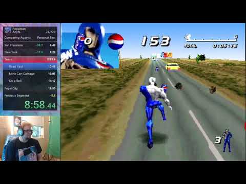Pepsiman Any% Speedrun Personal Best 19:19.19
