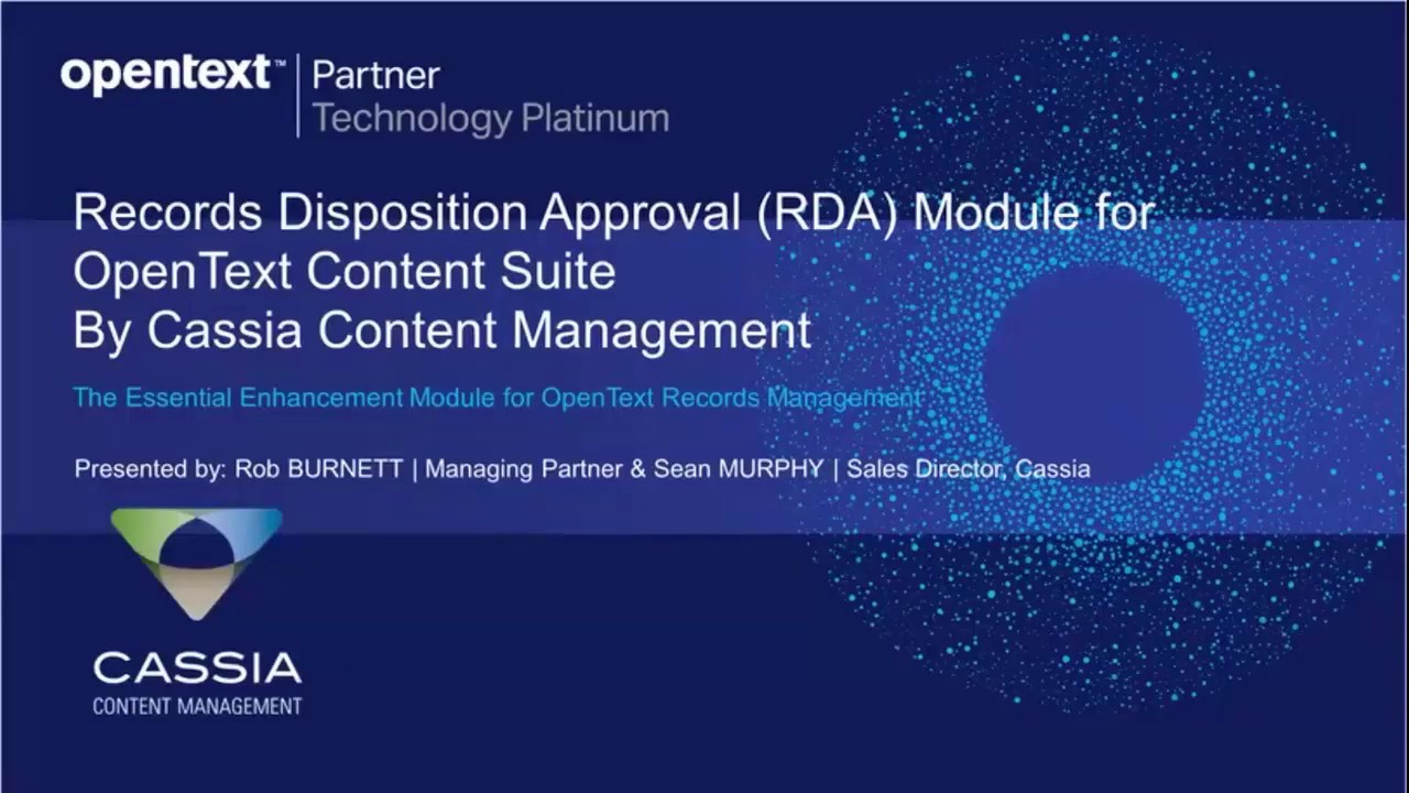 Records Disposition Approval (RDA) Module for OpenText Content Suite