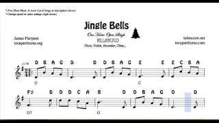 Jingle Bells Notes Sheet Music for Flute Violin Oboe Voice Easy Christmas Song