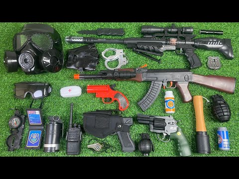 Unboxing special police toy set, AK47 assault rifle, ZP5 revolver, grenade, dagger