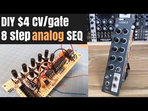 [ $4 ] DIY modular synth CV/gate 8step sequencer with logic IC / NE555timer and CD4022 / baby 8 type