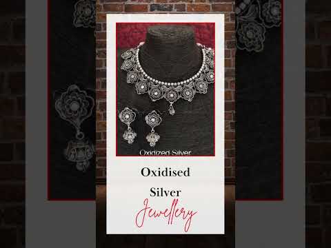 Manekratna party oxidised silver designer necklace set