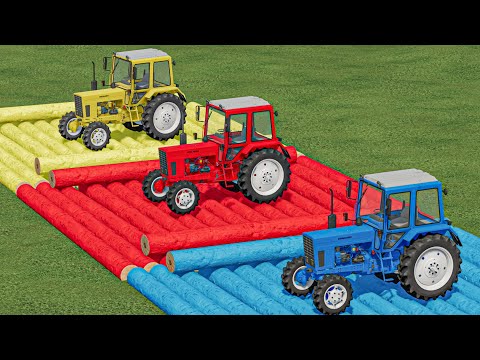 MINI TRACTORS OF COLORS ! ANIMAL FEEDING WITH COLORED TRAILERS ! Farming Simulator 22